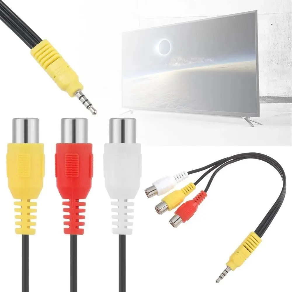 Portable 3 RCA Female RCA Cable 20cm Stereo 3.5mm Cable 3.5mm to Cable Audio Video AV