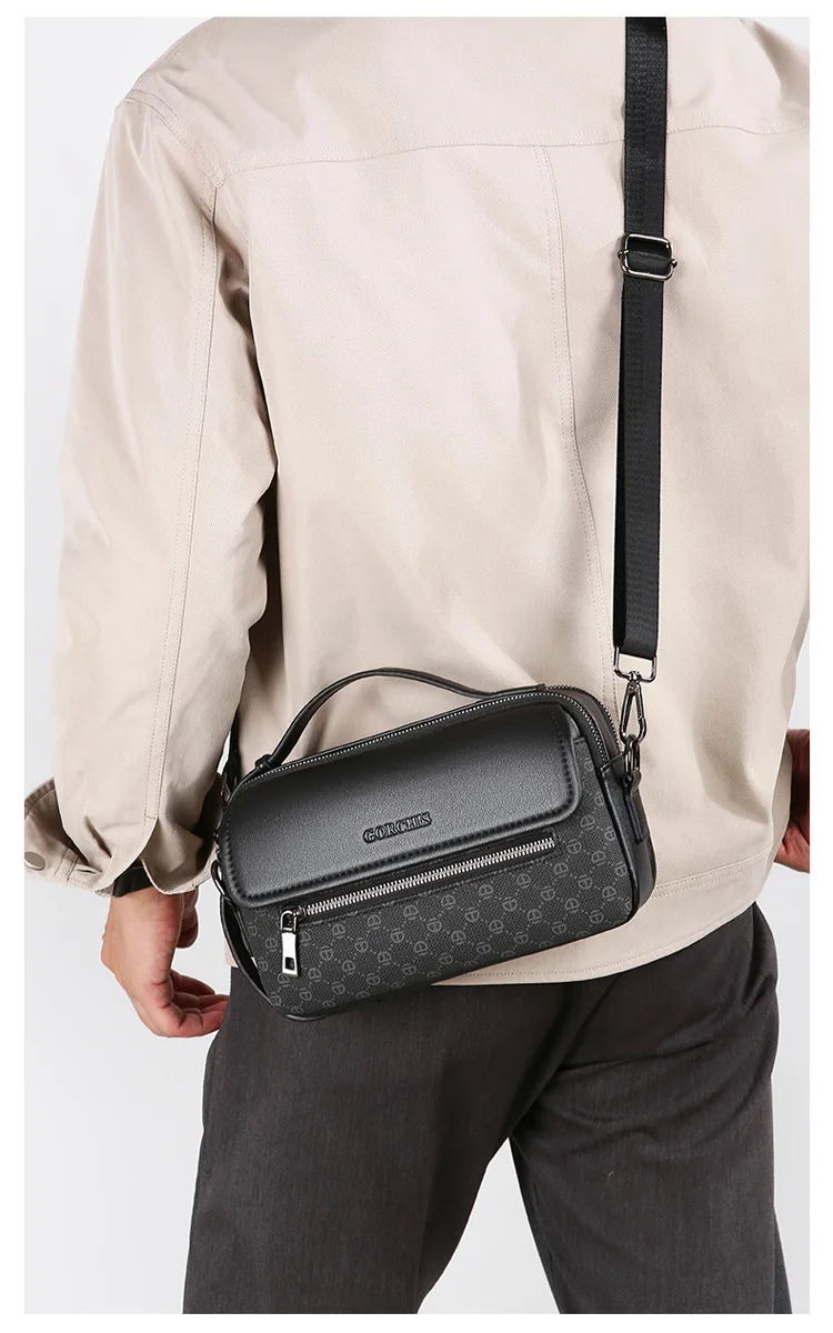 Men's multi-pocket square large capacity hand bill of lading multi-function shoulder bag portable travel commuting crossbody bag