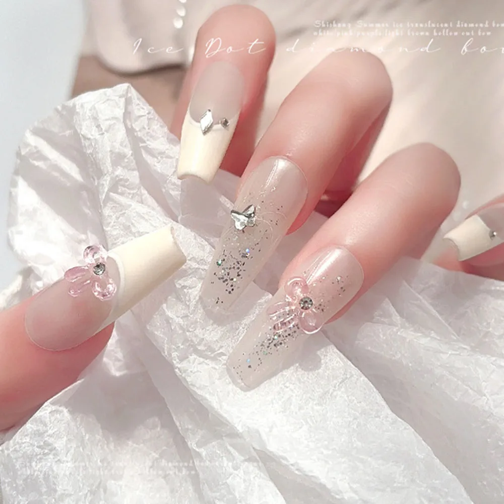 30 個ダイヤモンド弓ネイルチャーム 4 色蝶ネクタイネイルデコレーション半透明ゼリーちょう結びアクセサリーミニラインストーンパーツ