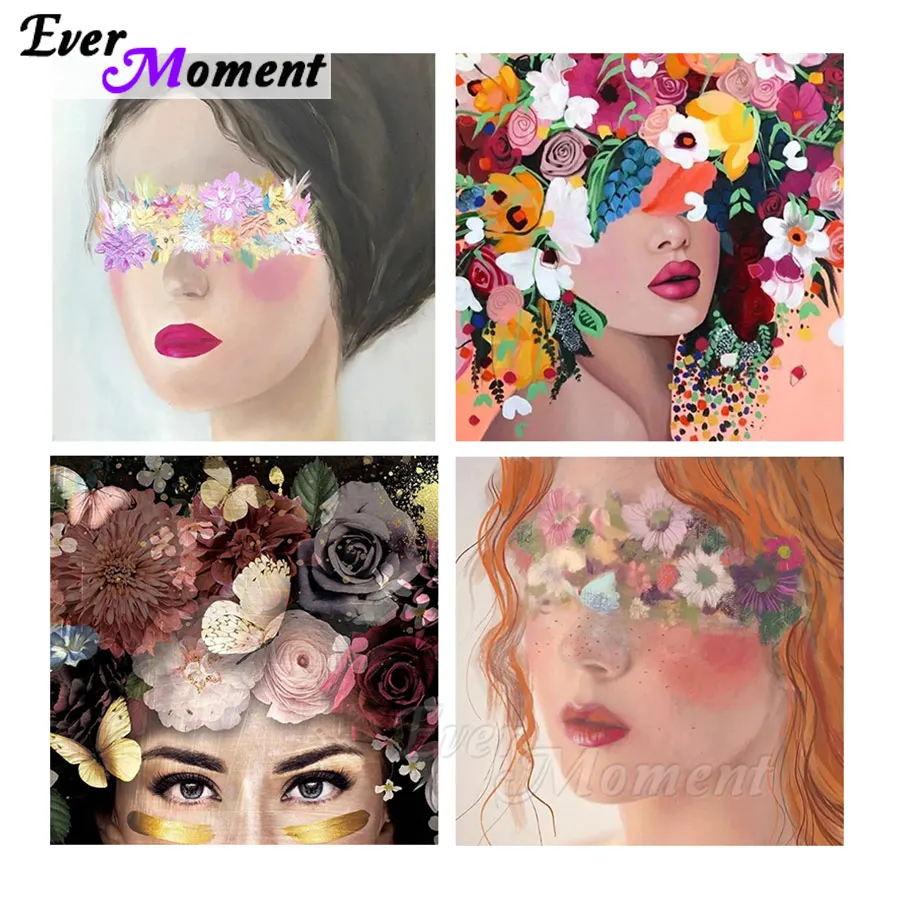 

Алмазная картина Ever Moment, набор для вышивки крестом для девочек-цветочниц, полная алмазная вышивка, сделай сам, креативное украшение для дома, стены ASF2399