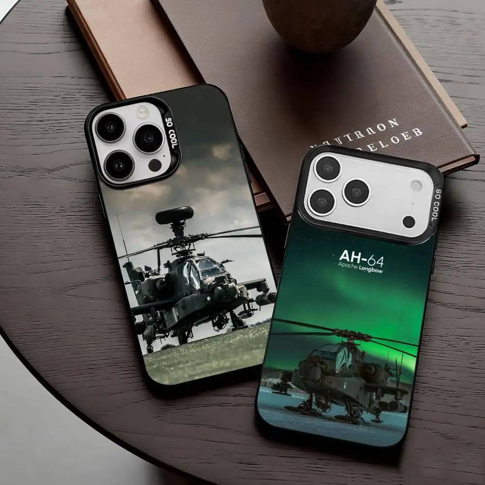

Apache AH-64 Helicopter G-Gunships Phone Case For iPhone17,16,15,14,13,12,11 Plus,Pro Max Black Candy silver phone case