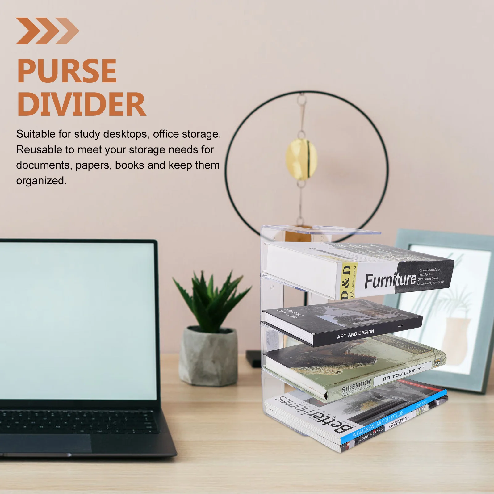 

Delicate Bookend Acrylic Book Stopper for Shelves Desktop Storage Rack for Documents Magazines Books Office Study Organization