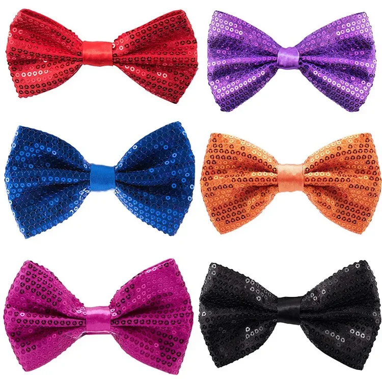 Sequined bow tie for children beaded bow for men and women stage performance luminous bow tie custom solid color spot wholesale