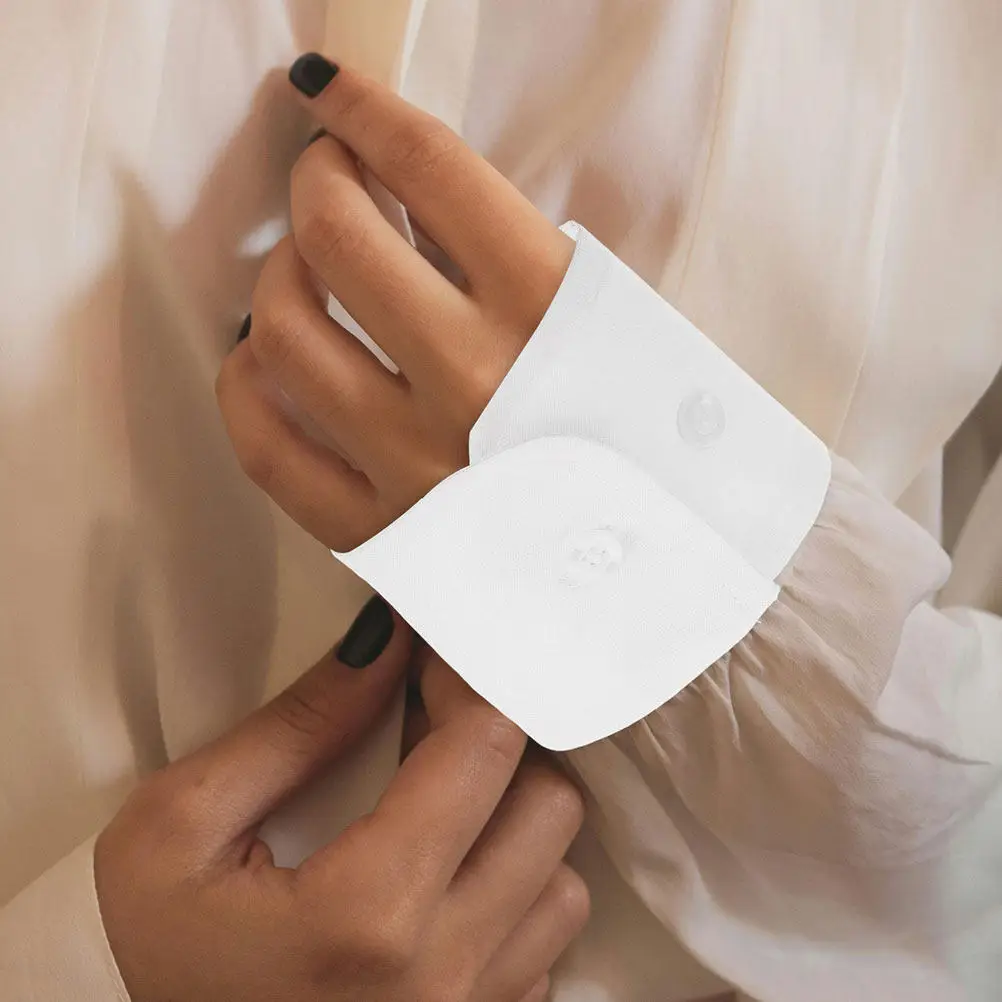 

Fake Sleeve Cuffs For Women Detachable Shirt Wrist Cuffs Cotton Pleated Button Closure Blouse Accessories Hand Sleeves For