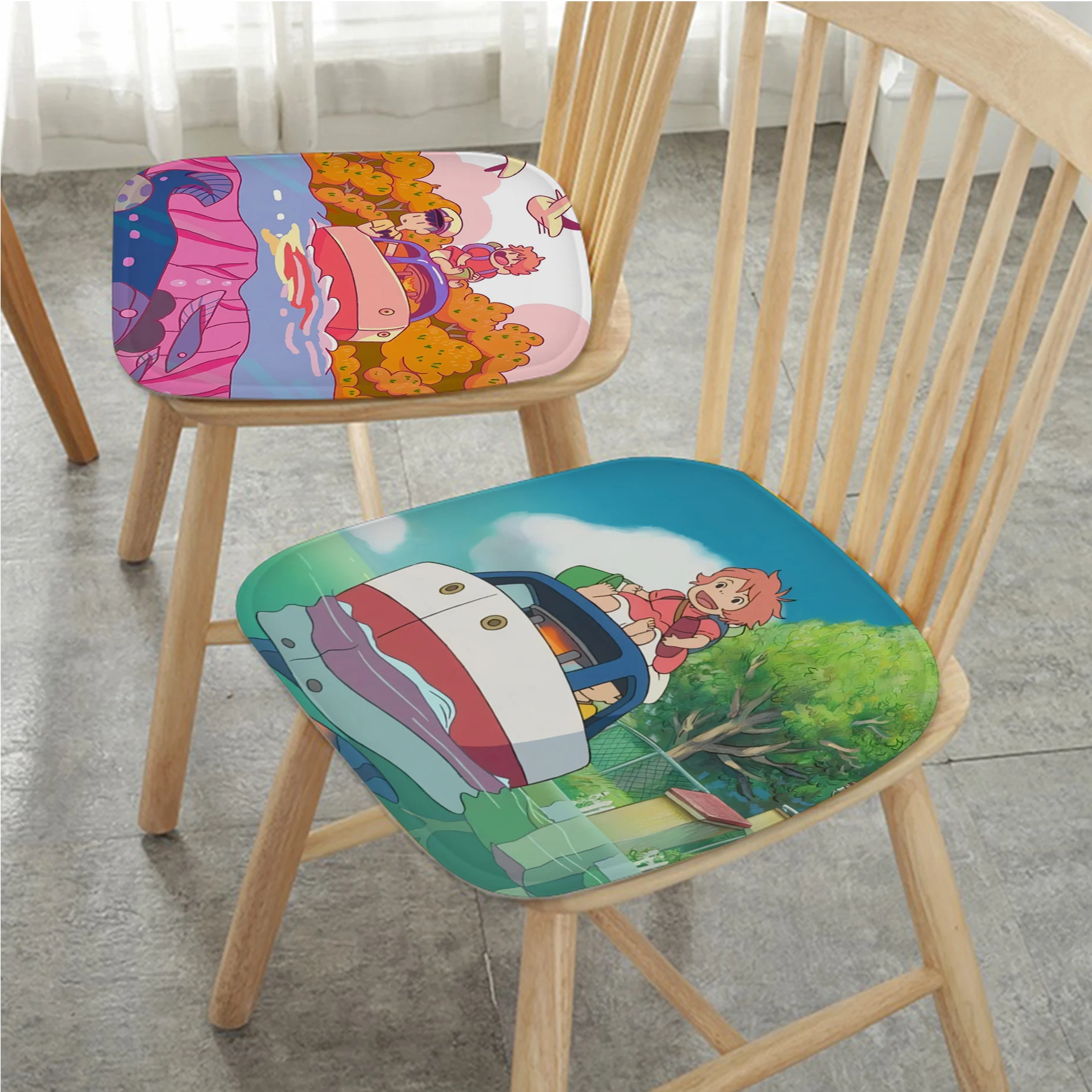 

P-Ponyo on the C-Cliff Art Fabric Cushion Non-slip Living Room Sofa Decor Students Stool Tatami Office Chair Cushions