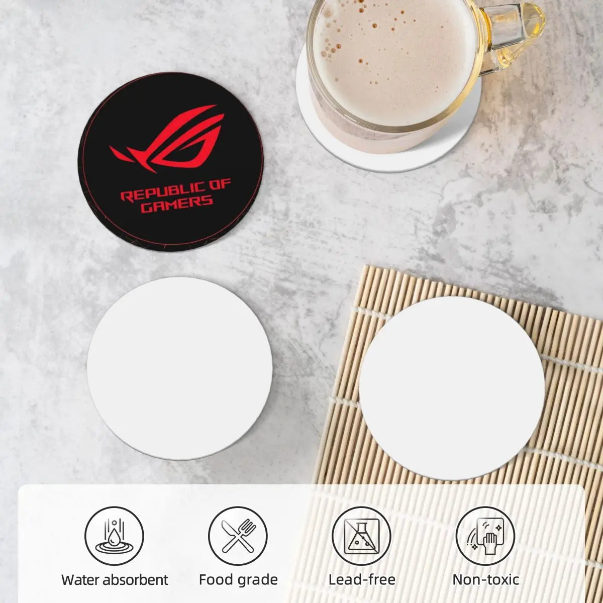 Republic of Gamers - Asus Rog Strix Logotipe Ceramic Coasters (Set of 4) holder set for drinks Coasters