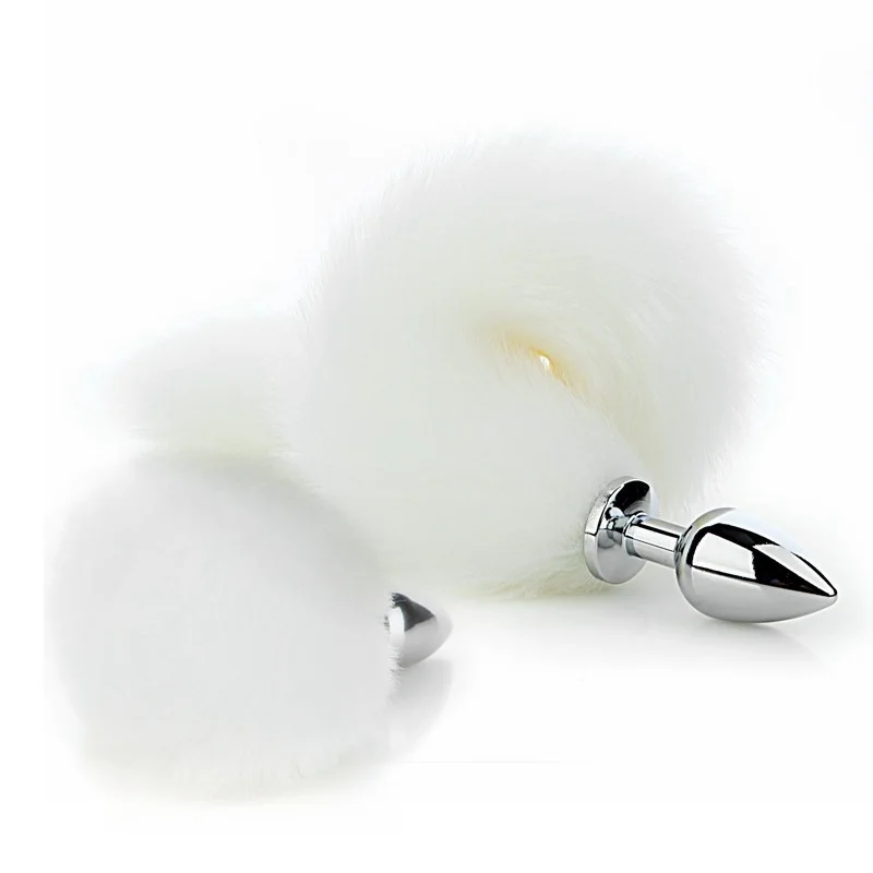 Adult Pluggable Fake Bunny Fox Tail Butt Plug with Metal Anal Beads Dildo for Men Women BDSM Beginner Massage Balls Sex Toys