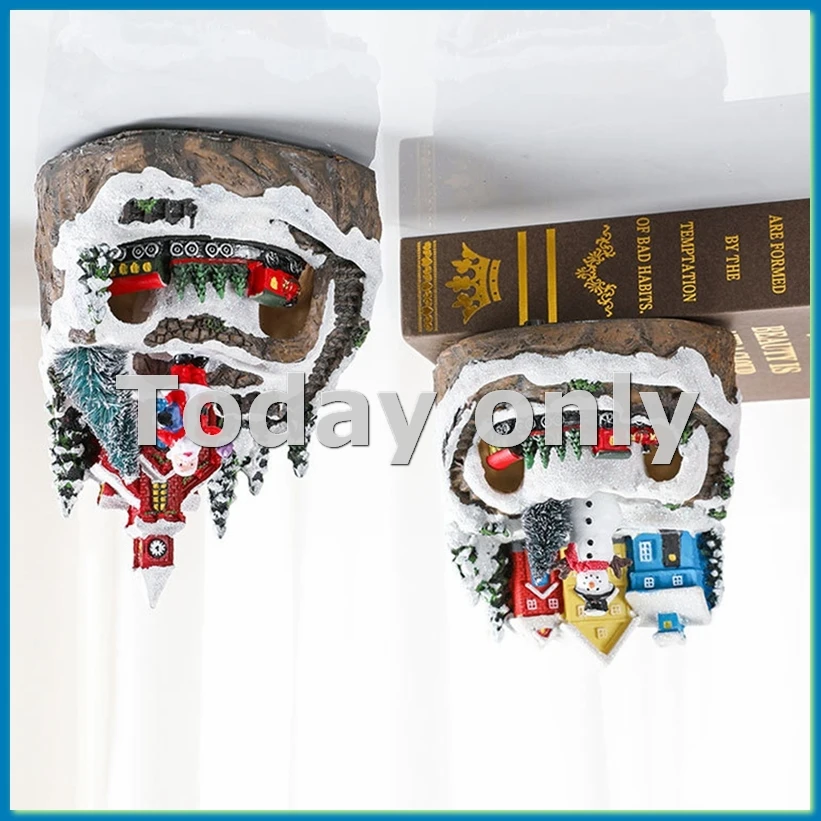 

Наборы домов, вращающиеся фигурки поезд, светодиодная подсветка, музыкальное рождественское праздничное украшение-A25R