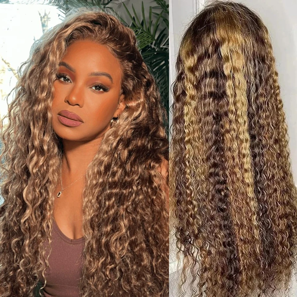 

P4/27 Highlight Water Wave Hair Wig 13x4 13x6 Lace Frontal Wig Pre Plucked With Baby Hair 100% Brazilian Human Hair For Women