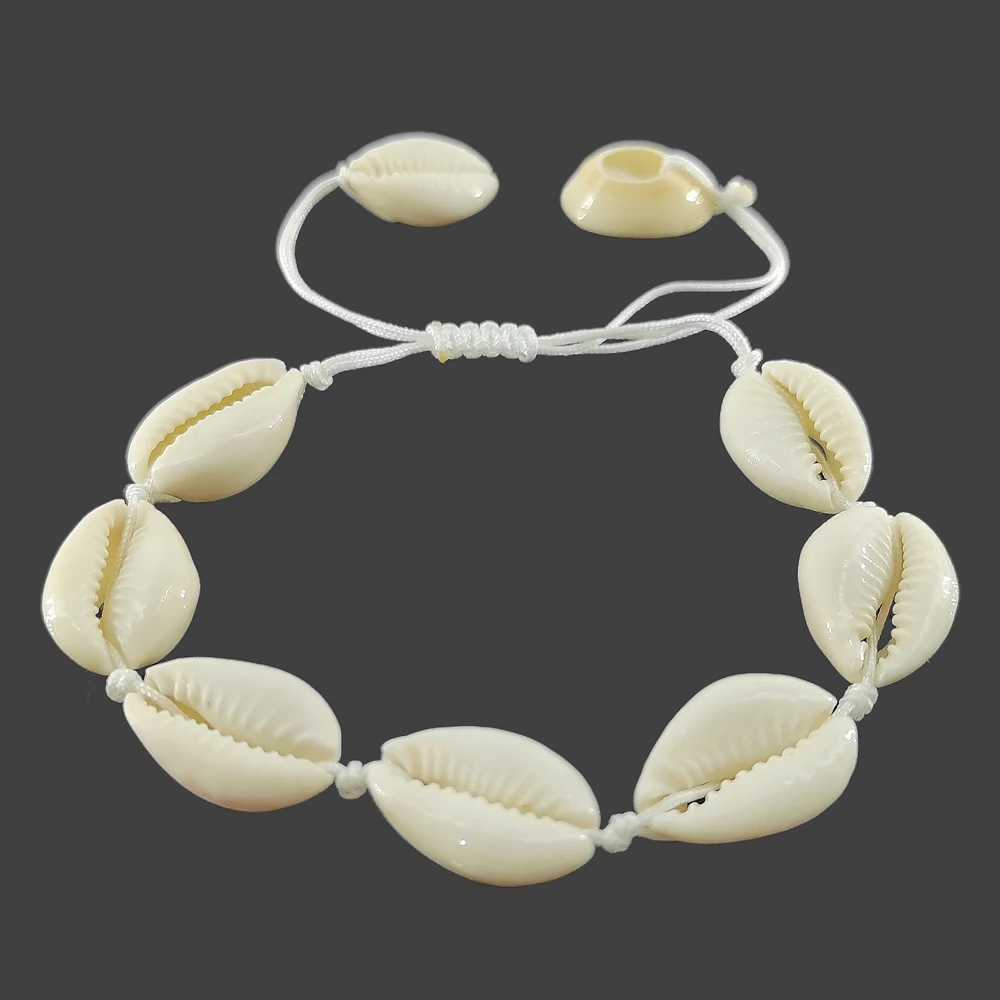 Boêmio natural concha do mar charme pulseiras para mulheres homens verão praia de areia artesanal corda correntes pulseira jóias diy