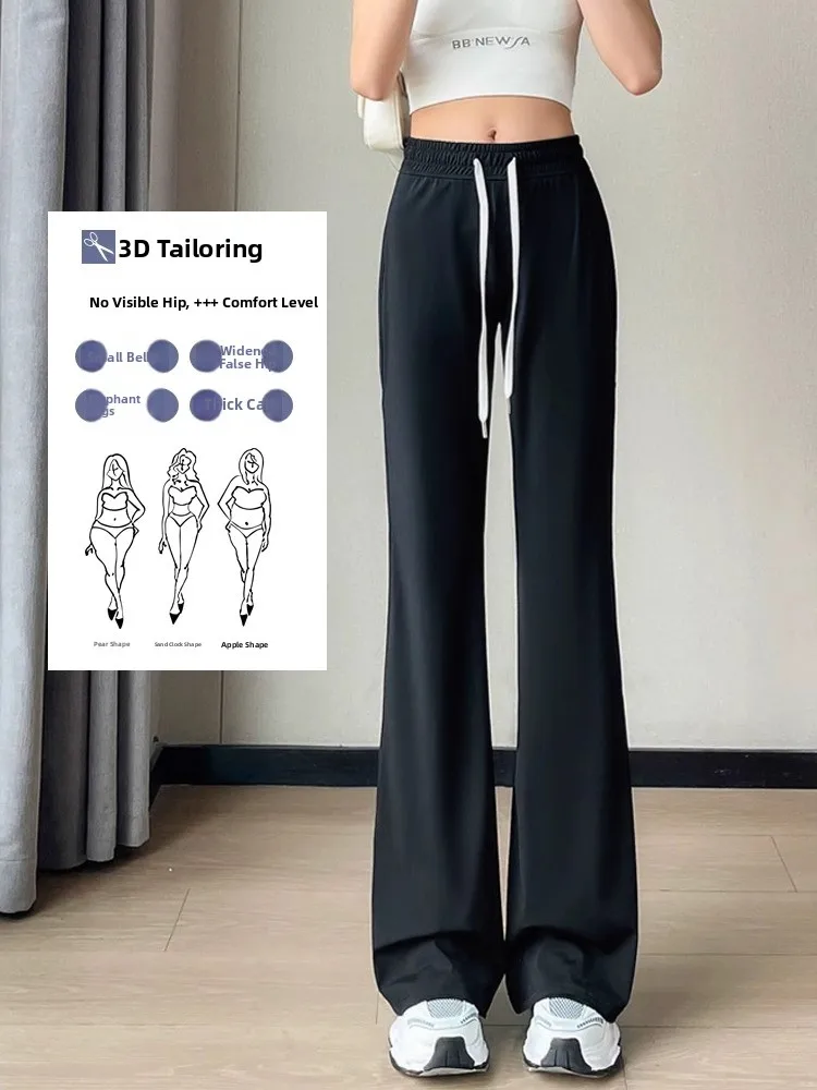 Damskie spodnie Ice Silk Bell Bot, cienkie, sportowe do jogi, szybkoschnące, mikro rozszerzane, chroniące przed słońcem, letnie, codzienne, z wysokim stanem, długie...