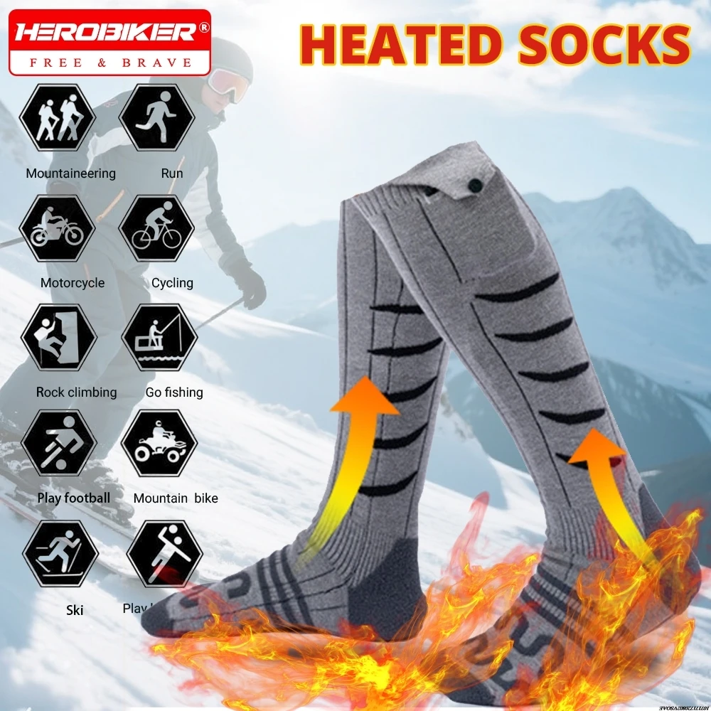 

Winter Heated Socks Remote Control Electric Heating Socks Rechargeable Battery Winter Motorcycle Thermal Socks Hot For Men Women