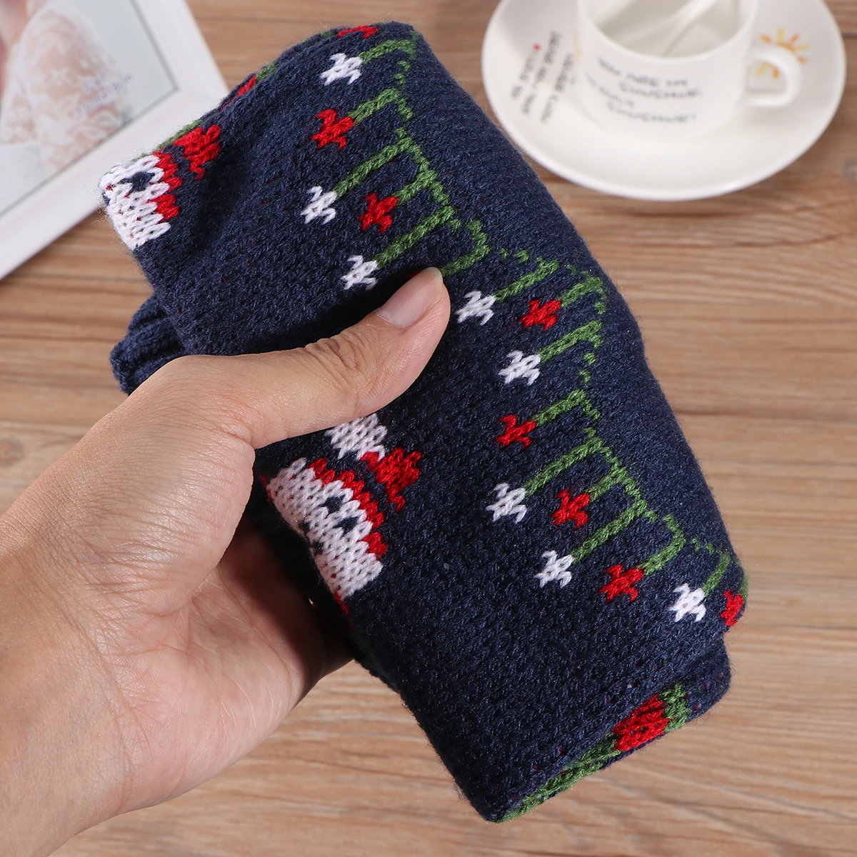 Vêtements d'hiver tricotés à col roulé pour chien, 1 pièce, pull chaud imprimé festif pour chiot, cadeau de vacances pour ami à quatre pattes, bleu