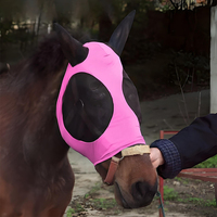 Anti Fly Stretchy Knitted Mesh Mask Ear Protection Meshed Horse Ear Cover Fly Mask Bonnet Net Horse Riding Equestrian Equipment