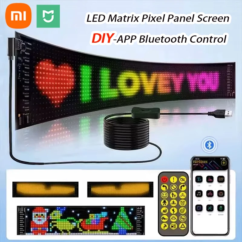 Xiaomi Mijia pantalla de Panel LED DIY Devil Eye Matrix Pixel pantalla de animación Flexible aplicación USB Control Bluetooth para coche Bar fiesta