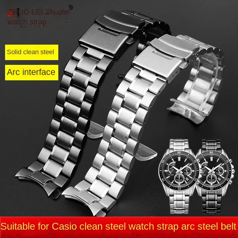 Stainless Steel Watchband Curved Strap For Casio EFV-540 BEM501/506 EFB-660 BEM-506 ECB900 Men\'s Bracelet Wristband 20mm 22mm