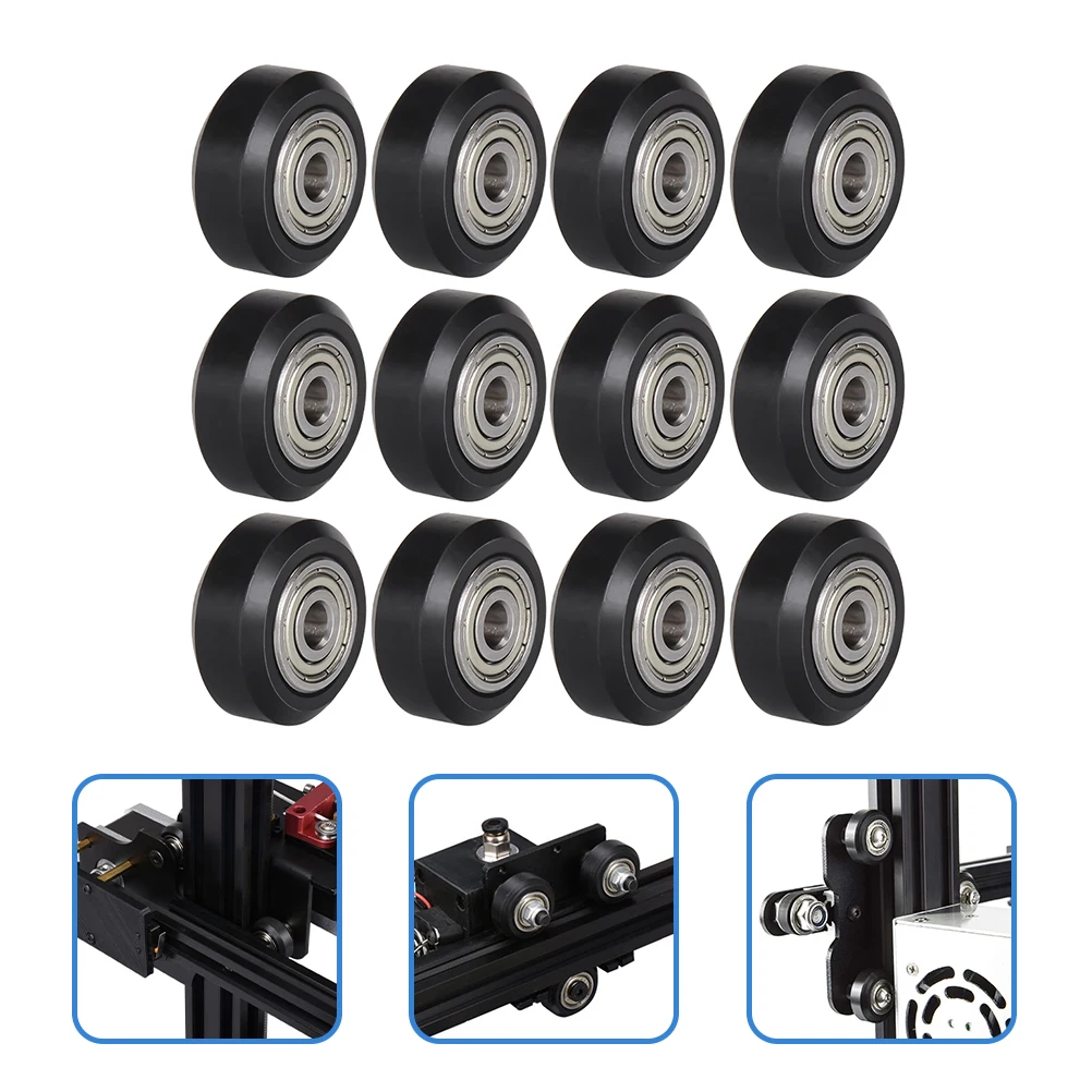 

12 Pcs Fixed Pulley POM Large Wheel Plastic Bearing 3D Printer Parts Accessories Black High Accuracy Smooth Movement