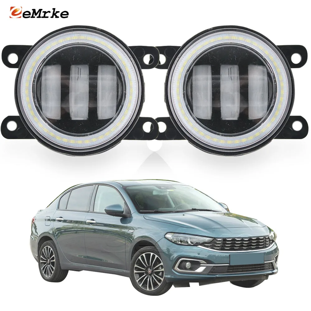 

for Fiat Egea Tipo Hatchback 2015 2016 2017 2018 2019 Led Fog Lamp Assembly Lens Headlight Angel Eye DRL Daytime Running Light