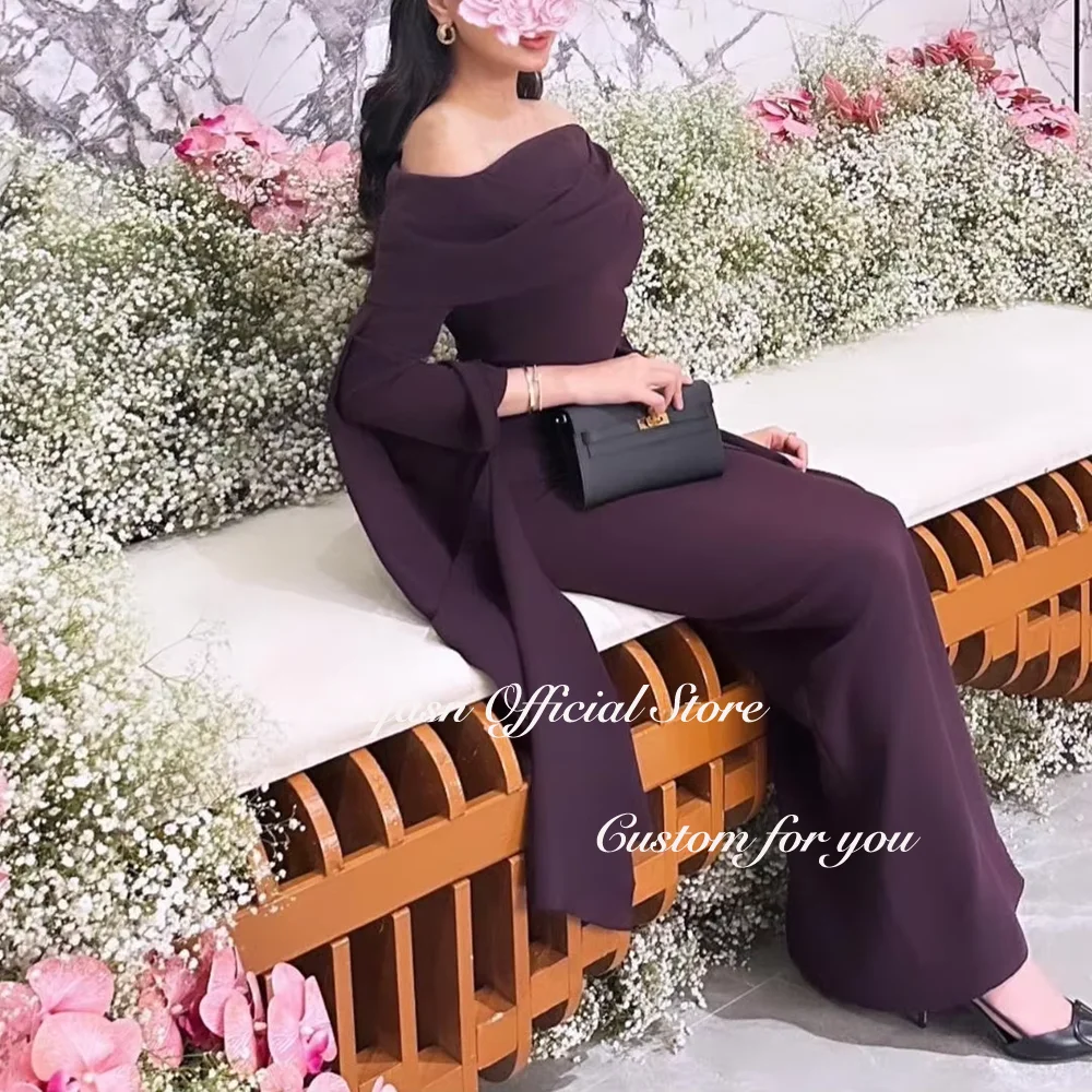 Mermaid Luxury Evening Gown Long Purple Satin Elegant Party Dresses for Wedding Dubai Arabic Robe De Soiree Femmes Customized