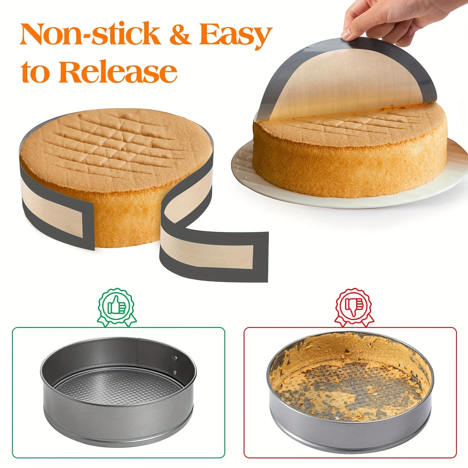 Silicone Baking Pad Suitable for Springform Flat Bottom, Preventing Cake From Sticking To The Bottom and Sides, Easy To Clean