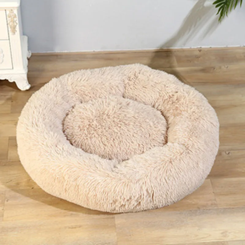 Deep Sleep Dog Bed Small for Cat House Round Cushion Long Warm Fur Soft Hair Autumn and Winter Medium and Large Pet Beds