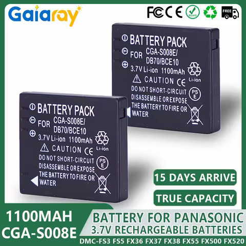 1-5Pcs DMW BCE10 DMWBCE10 DB70 CGA-S008E CGAS008E S008E Camera Battery 1100mA For Panasonic DMC-FS3 FS5 FS20 FX30 FX33 FX35 FX36