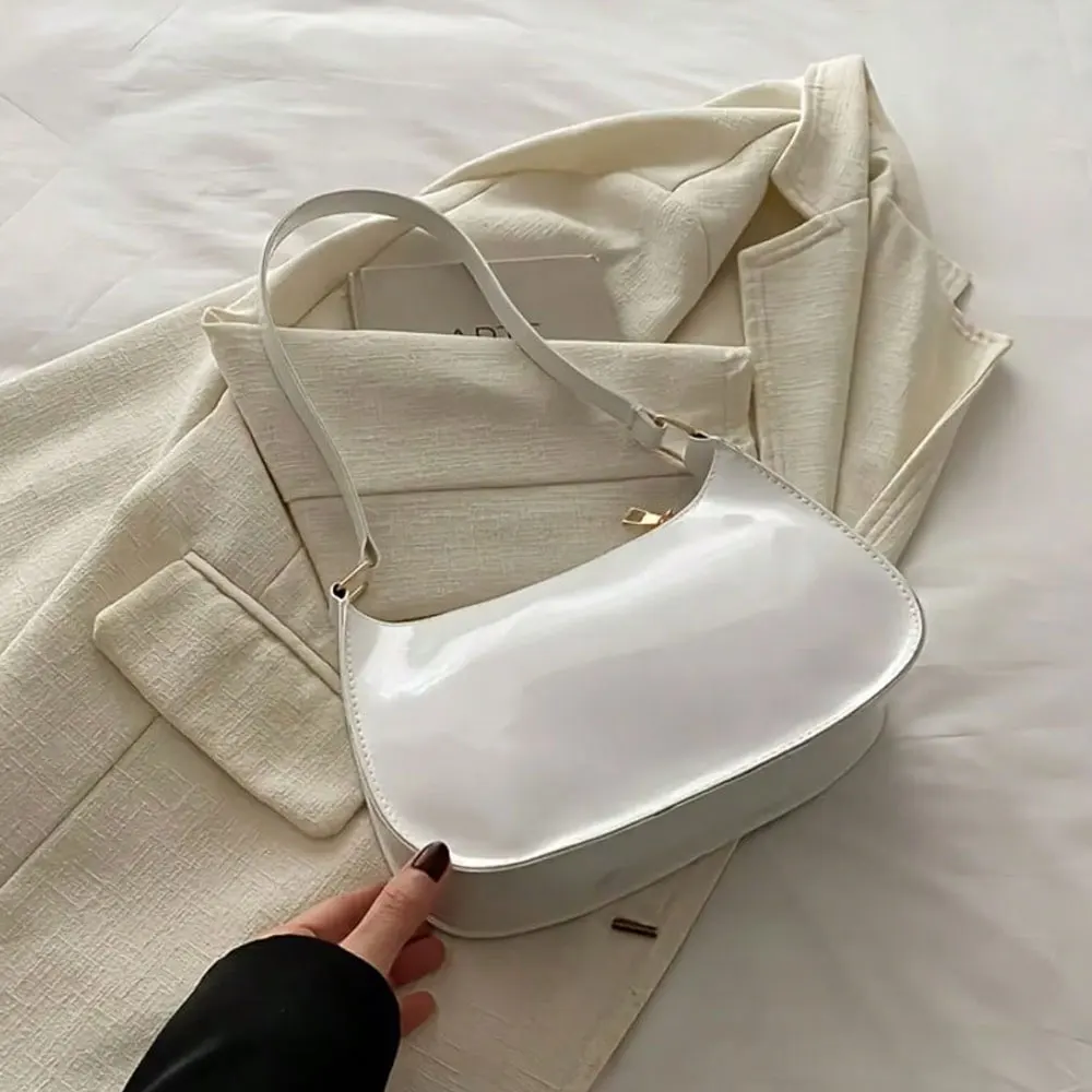 Modische und schlichte halbmondförmige Tasche, einfarbige minimalistische Schultertasche mit Reißverschluss, einfarbige PU-Geldbörse, burgunderfarbene Tasche, geeignet für den täglichen Gebrauch zum Einkaufen, für Geschäftsreisen, Pendeln, Outdoor-Aktivitäten und Reisen – Detail 4