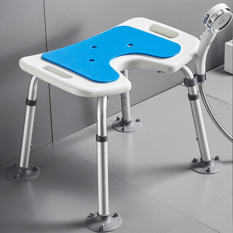 Aluminum Alloy Shower Chair 7-speed Adjustment Bath Bench Anti Slip Foot Pads Bath Seat for Disabled Specific Bathroom Furniture