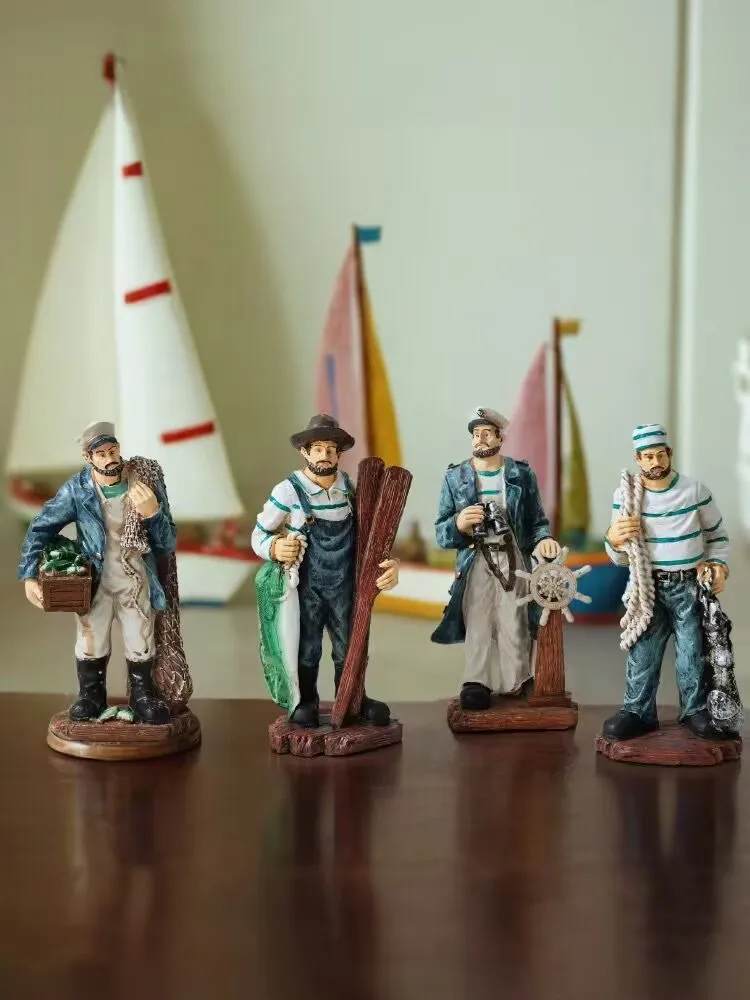 

Mediterranean Captain Sailor Model Decoration Resin Ornaments Pirate Shooting Prop Adornments Showcase Bar Cafe Figurines Crafts