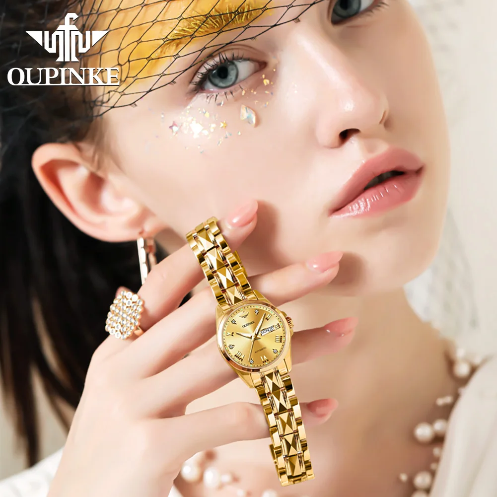 OUPINKE 3171 Women Watch Luxury Original Women All Automatic Mechanical Watch Tungsten Steel Waterproof Clock Brand Women Watch