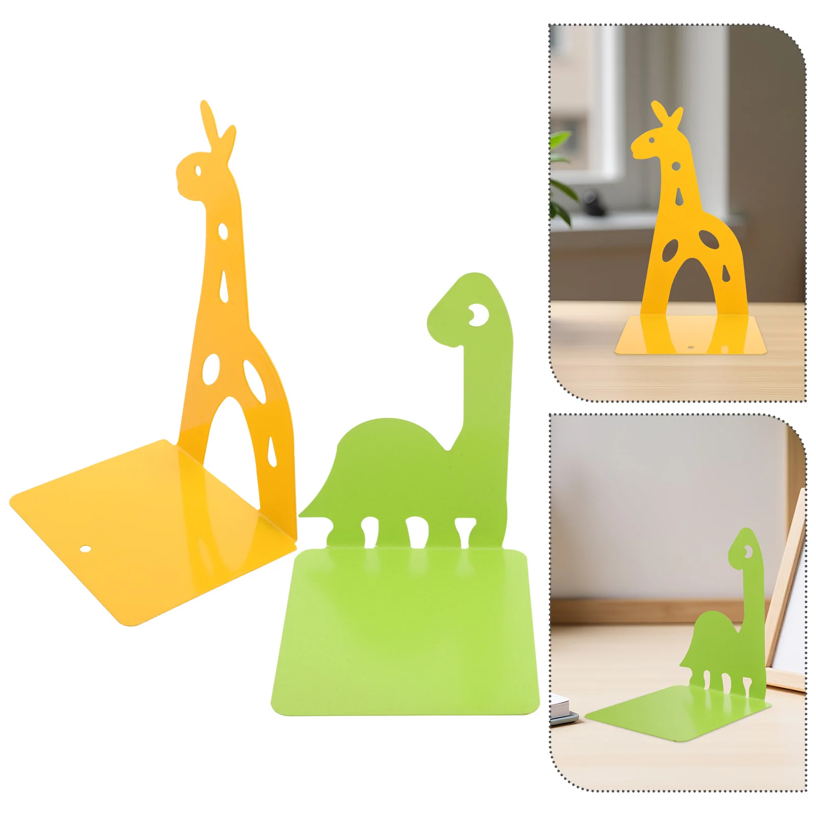 

2Pcs Animal Bookends for Shelves Cute Metal Book Holders Desk Organizer Sturdy Bookends for Heavy Books Small Space Saving
