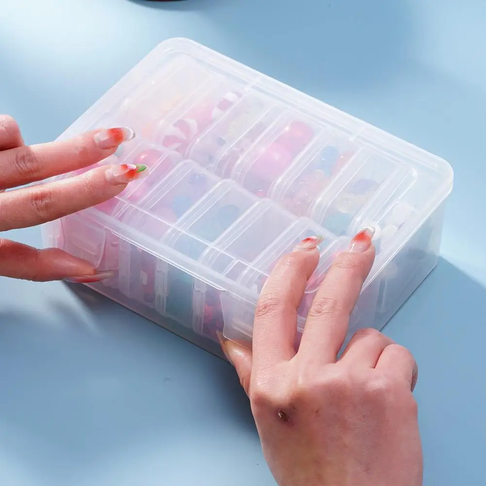 

Transparent Small Bead Storage Box Container with Lids Empty Hinged Boxes For Beads DIY Craft Jewelry Making Hardware Q2M4