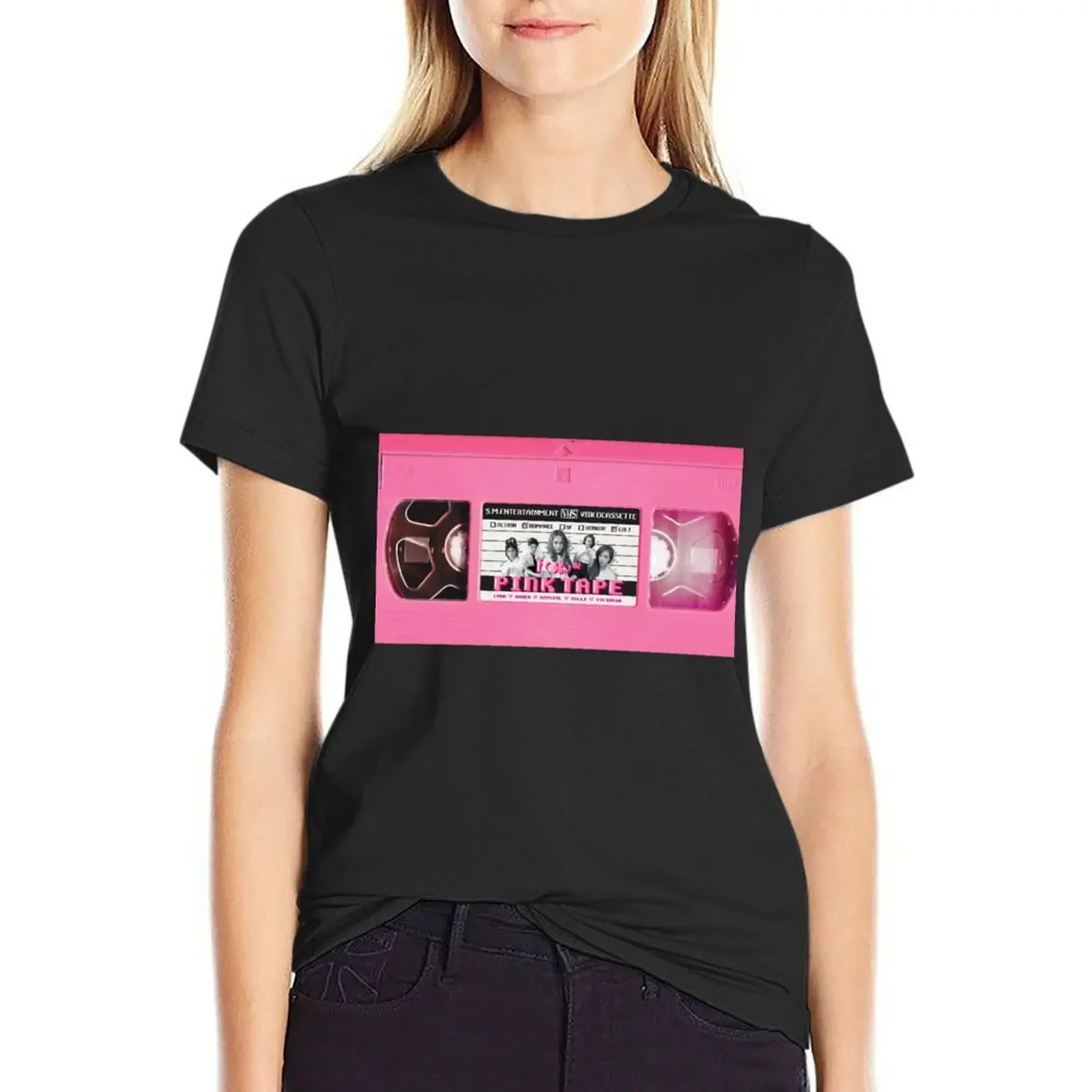 

F(X) PINK TAPE T-Shirt animal prinfor quick drying kawaii clothes plus sizes new edition t shirts for Women