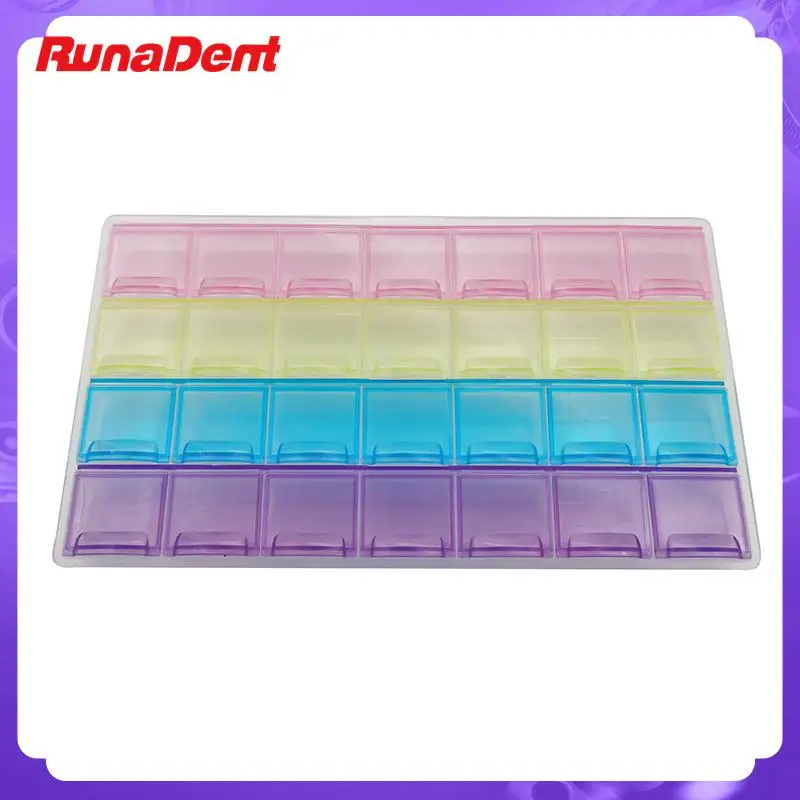 

28 Grid Dental Storange Box with Individual Transparent Cover Materials Brackets with Ring Buccal Tube Storage Box