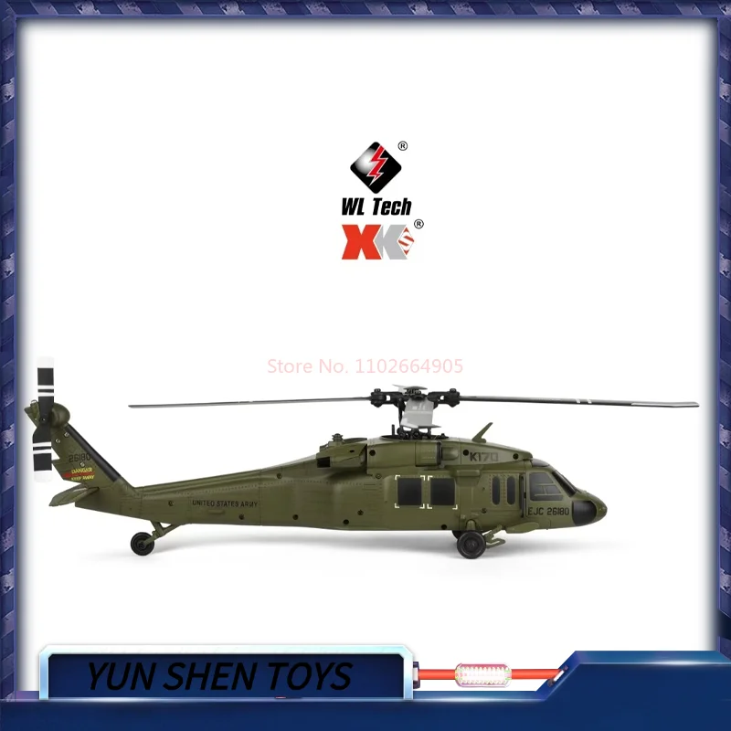 Wltoys K170 Black Hawk Uh60l Op afstand bestuurbare helikopter Vierkanaals Vier propellersimulatie Borstelloos Vaste hoogte Model Ai