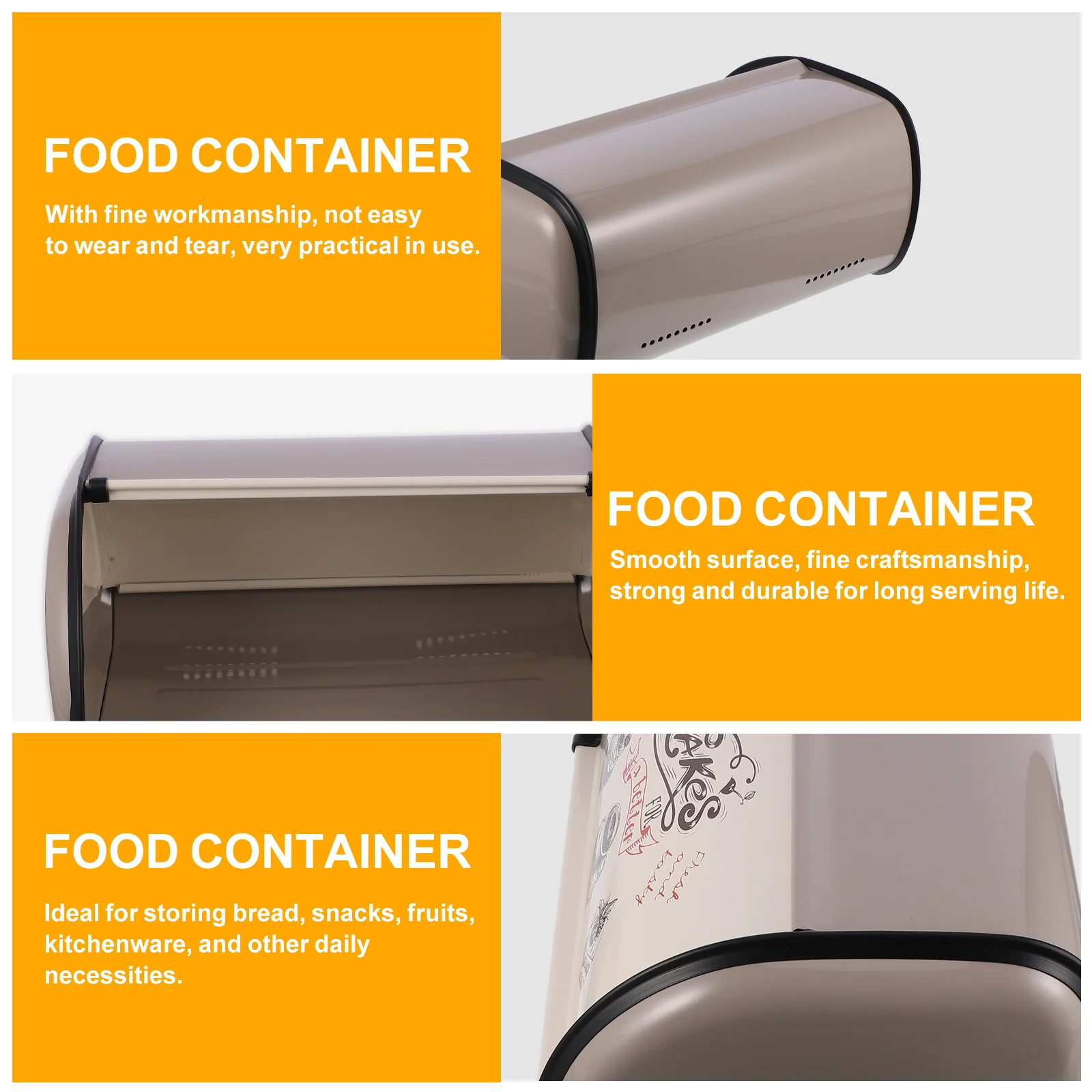 

Bread Box Premium Metal Storage Container for Baked Goods Snacks Fruits Household Coffee Shop Bread Storage Solution Food Bin