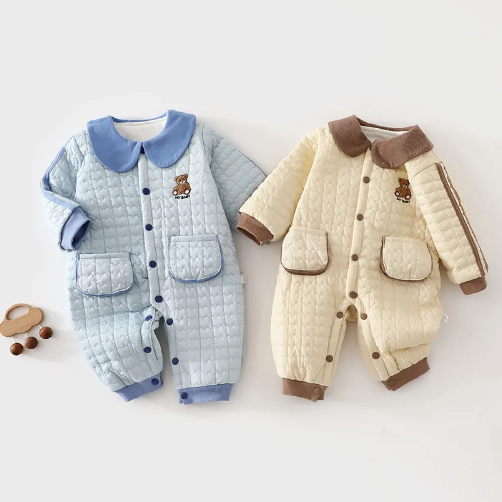 0-18 Month  Autumn and Winter Baby Jumpsuit with Three Layers of Cotton for Warmth and Thickening Newborn Cotton Jacket