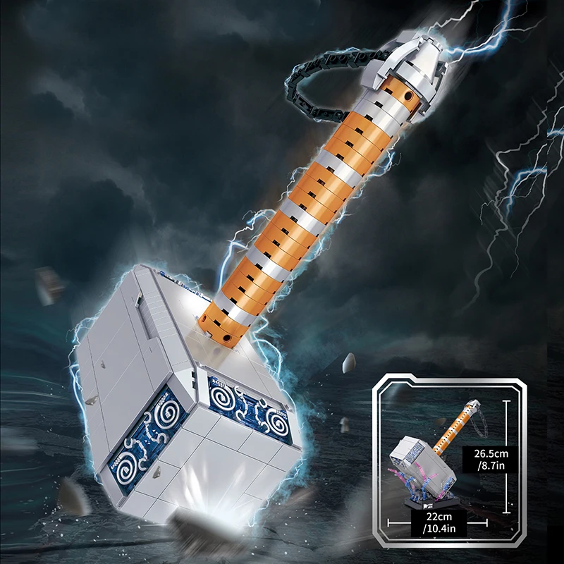 975 個クリエイティブサンダーハンマーモデルビルディングブロックトール武器 MOC 組み立てるレンガのおもちゃギフト子供のための