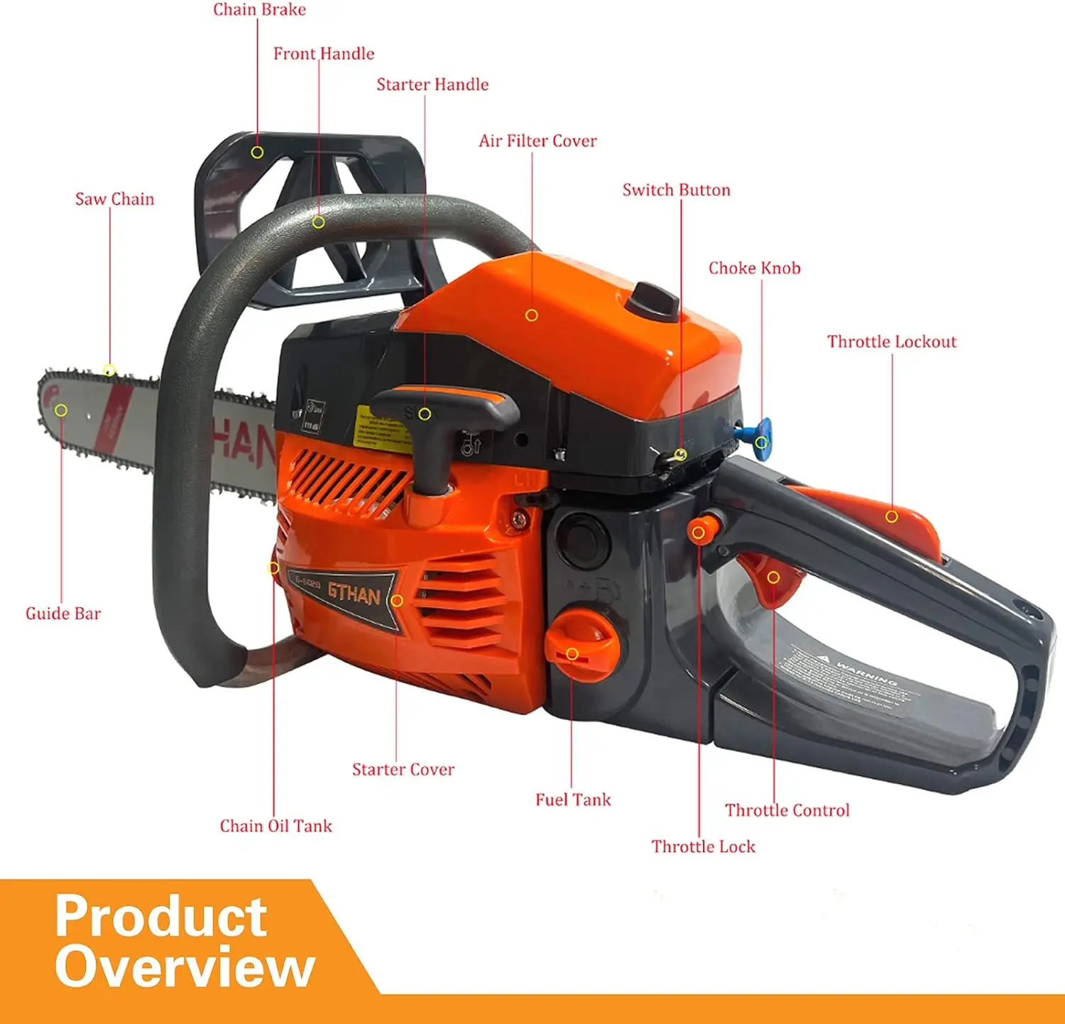 Gas Chainsaw 60cc 2-Cycle Gasoline Powered Chainsaws 20-Inch Professional Power Chain Saws For Forest Cutting Trerm Use