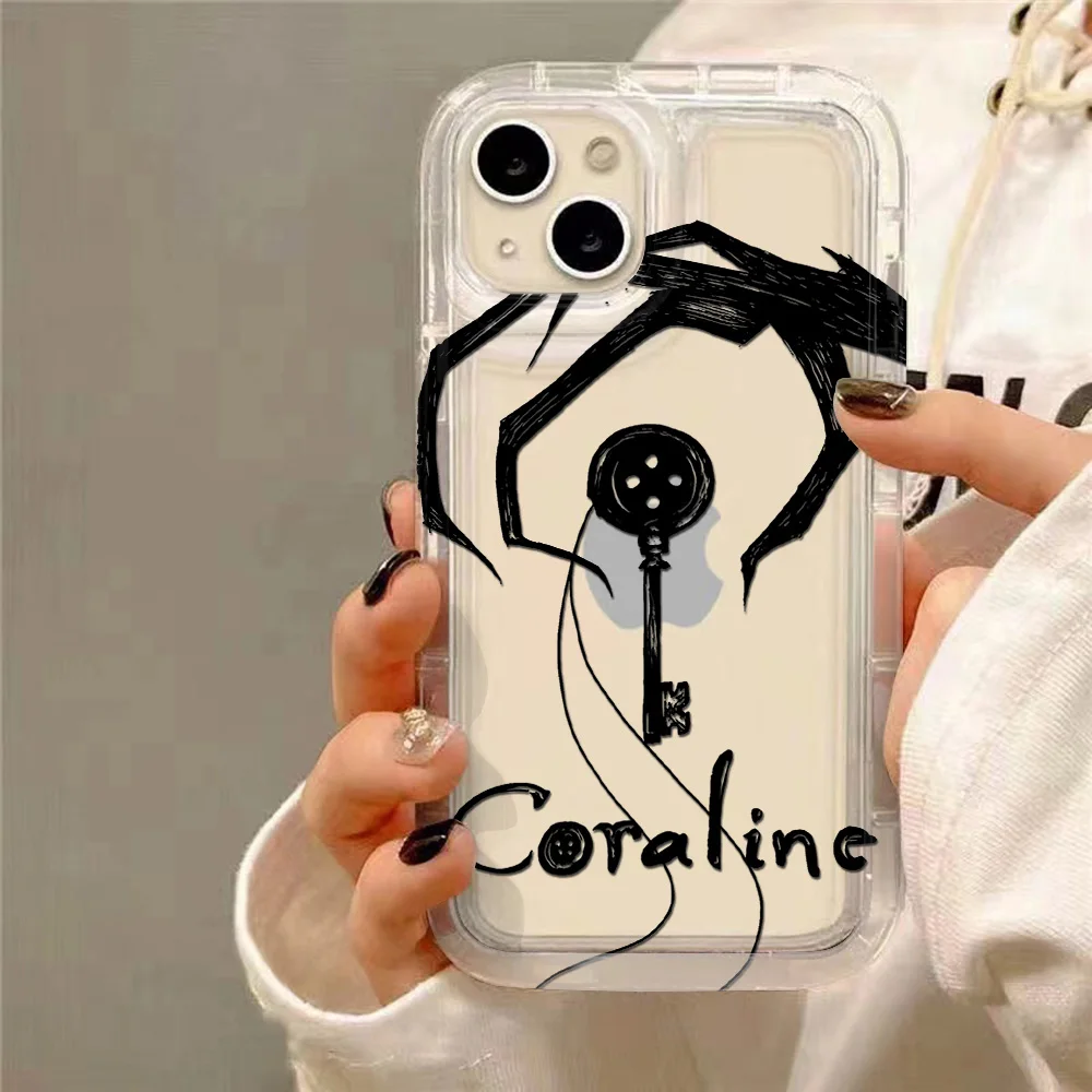 Airbag Shockproof Cover Anime Hot Clear Case for C-Coraline IPhone 16 15 14 13 12 11 Pro Max 14 15 7 8 Plus X XR XS Max SE2020