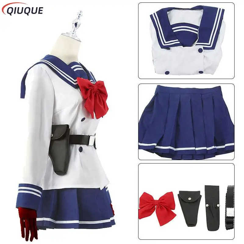 Anime High Rise Invasion Cosplay Costume Wigs Tenkuu Shinpan Yuri Honjo Wig Women Sailor Suit JK School Uniform