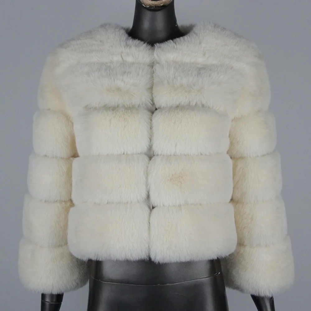 معطف الشتاء المرأة فو الثعلب معطف الفرو تقليد الفراء مكتب سيدة معاطف أنيقة المألوف الدافئة سميكة سترات من الفرو الاصطناعي