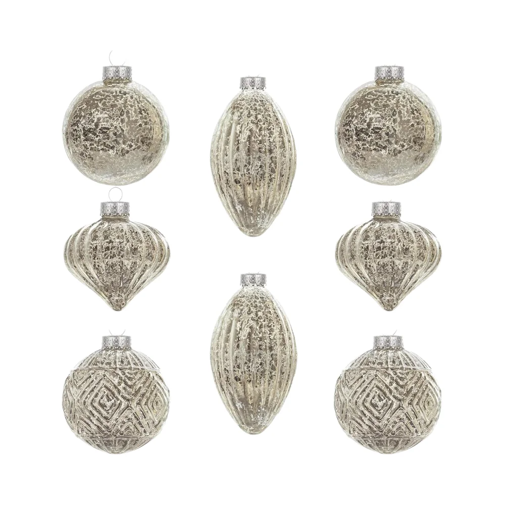 

8 Pcs Christmas Glass Ball and Pendant Ornaments with Decocro Design Christmas Decorations