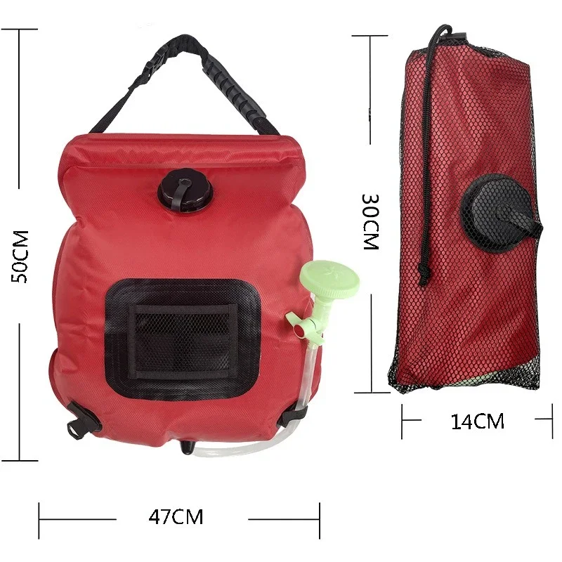 Hanging Shower Pouch with Shower Nozzle 47x50cm Temporary Toiletries Bag for Factory Employees Waterproof Water Storage Pocket