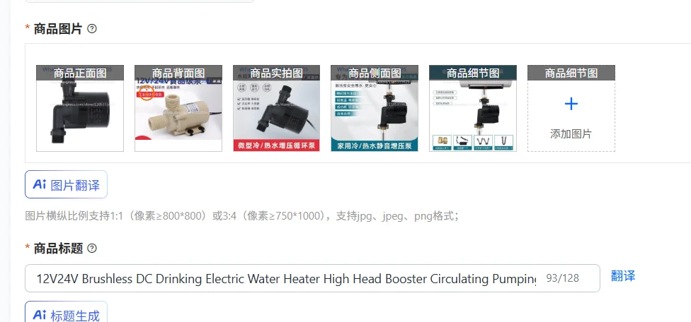 

12V24V Brushless DC Drinking Electric Water Heater High Head Booster Circulating Pumping Pump