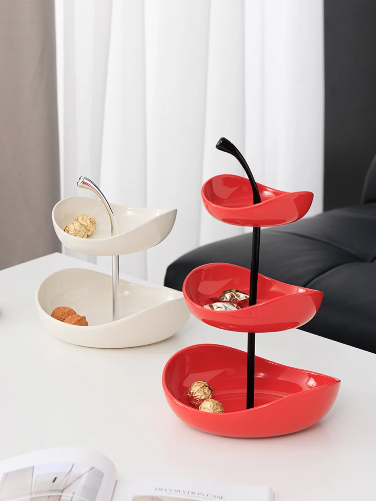Forsuna Ceramic Fruit Tray Multi-Layer High-End Fruit Plate for Living Room Tea Table Candy Snack Plate Beautiful Design