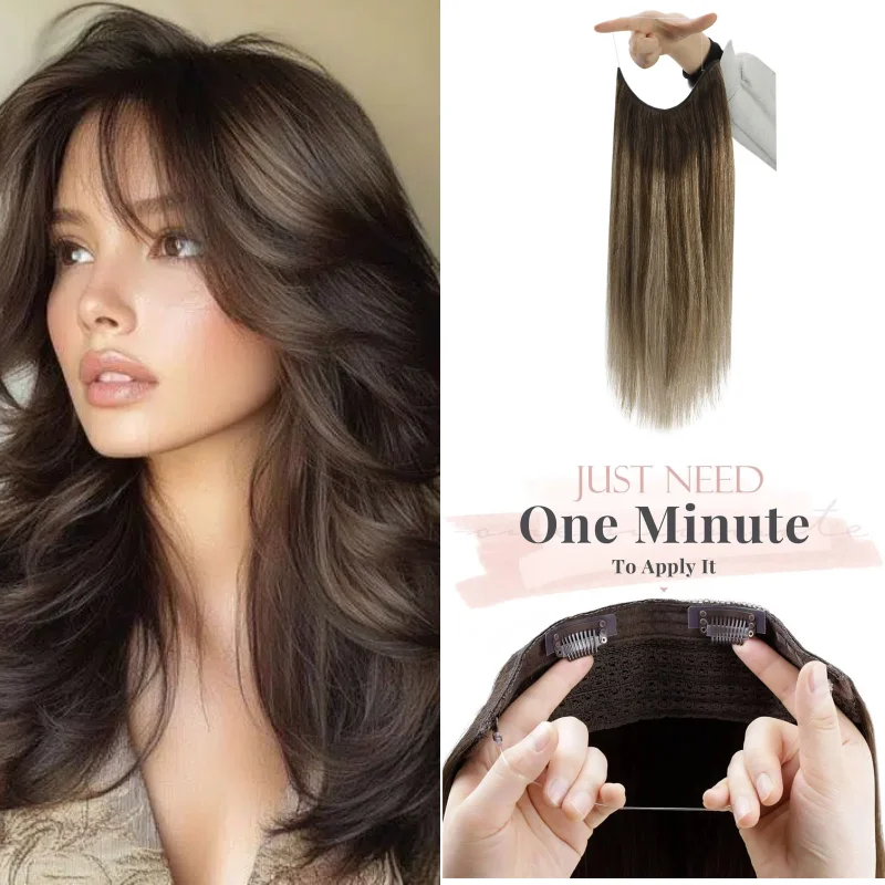 

Накладные волосы Fish Line Weft One Piece, 100% натуральные человеческие волосы, 12-26 дюймов # 1B. Готовый к отправке товар сегодня.