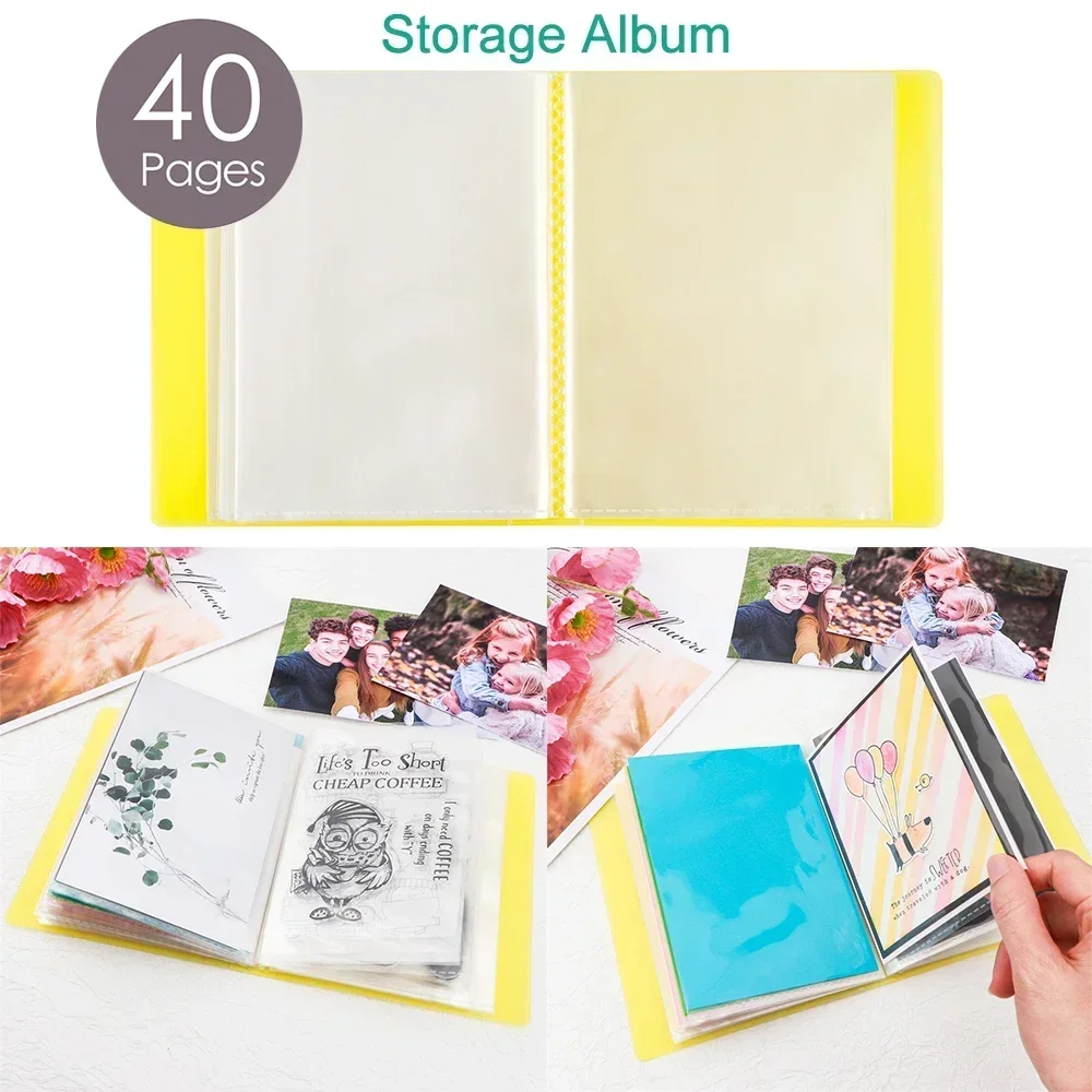 

Многоцелевой альбом для хранения фотографий формата А6 с 40-страническими защитными плентами для книг для скрапбукинга, карманные листы для хранения штампов