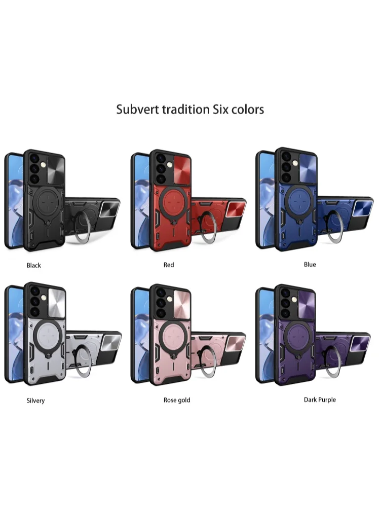 Phone Case for Samsung A07 A06 A57 A37 A07 A36 A26 A17 A56 Features Metal Swivel Stand Slide Camera Protection Shockproof Cover