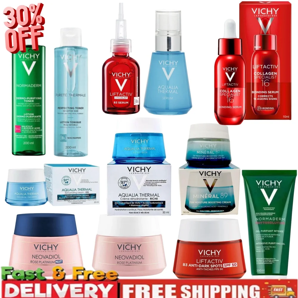 

VICHY Skincare Set Pink Anti-Acne Cleanser + Anti-Aging Sun Protection Day Cream + Mineral 89 Moisturizing Vitamin Essence